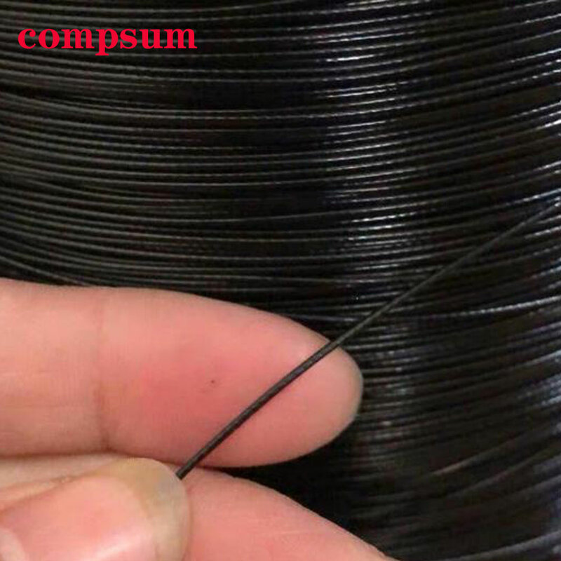 Corde à linge transparente en acier inoxydable 304, câble métallique Flexible à revêtement noir en PVC