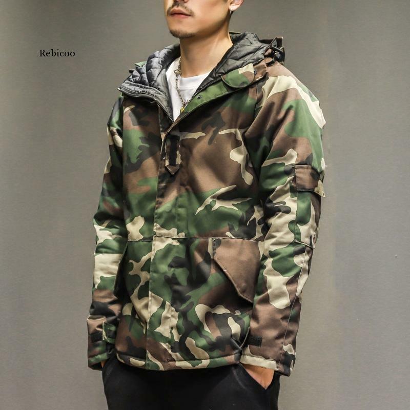 Winter Jacket Men Fashion Camouflage Harajuku Skateboard Outdoors Windbreaker Jackets Waterproof Windrproof Coat