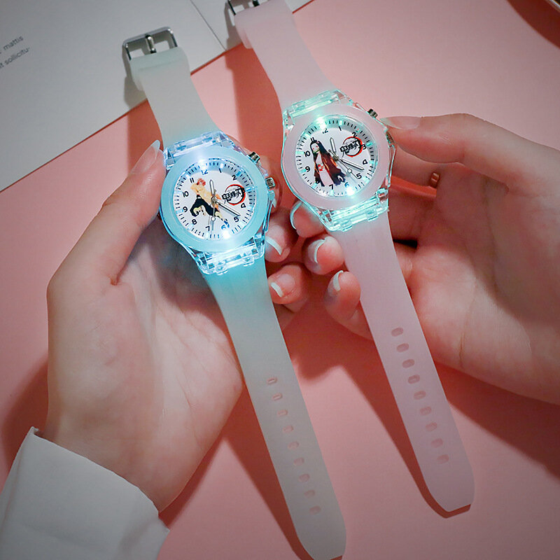 Часы Детские Мультяшные для мальчиков и девочек, светящиеся наручные часы с изображением аниме призрака-рассекателя, подарок на Рождество