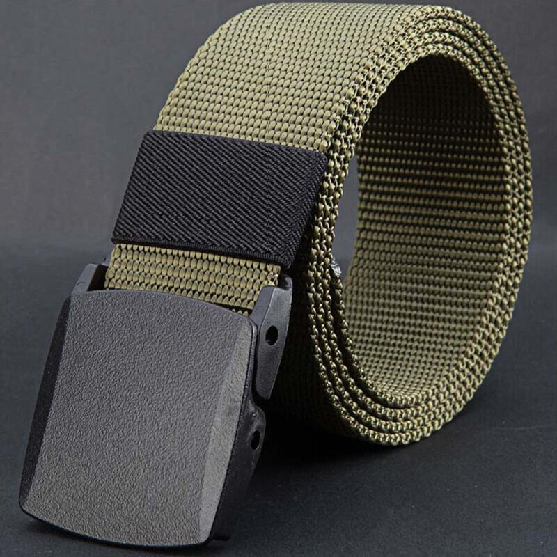 Cinturón militar ajustable para hombre, cinturón táctico de viaje al aire libre con hebilla de plástico para pantalones, 130CM/140CM