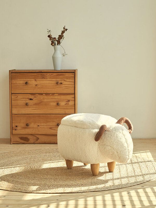 Pouco coelho fezes de armazenamento móveis casa jantar cadeira nordic madeira maciça compõem cadeira de vestir banquinho de café