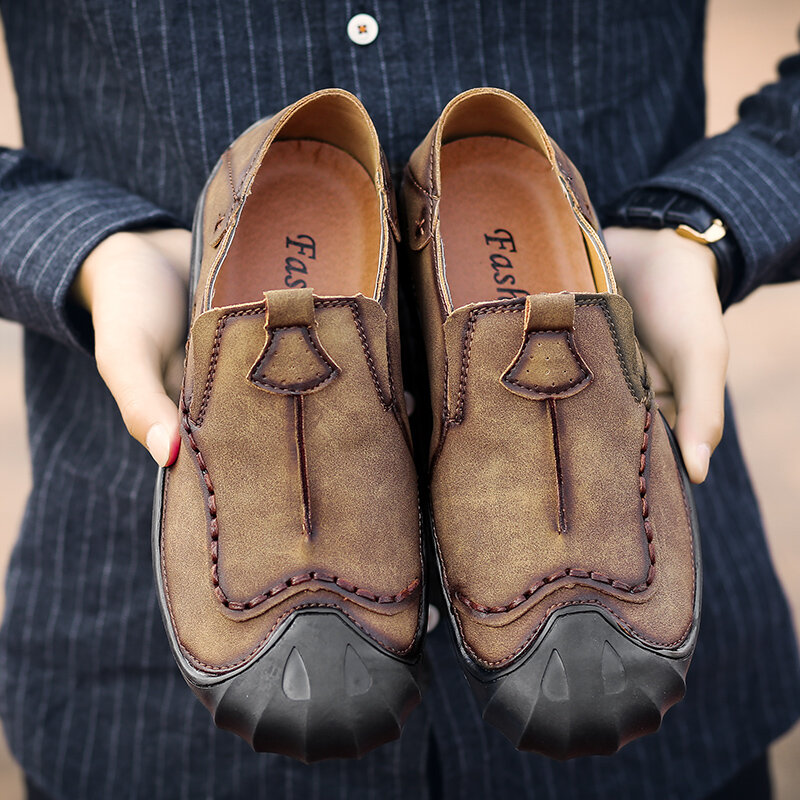 Bahasa Italia Buatan Tangan Kulit Pria Pantofel Fashion Desainer Slip On Sepatu Berkualitas Tinggi Merek Flats Sepatu Zapatillas Hombre