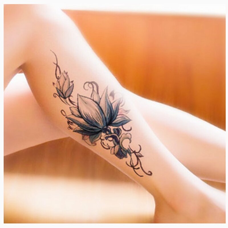 Simple fleurs imperméable à l'eau temporaire tatouage autocollant dessin animé homme femmes enfants faux tatouage autocollants corps bras Tatoo Art jambe ventre