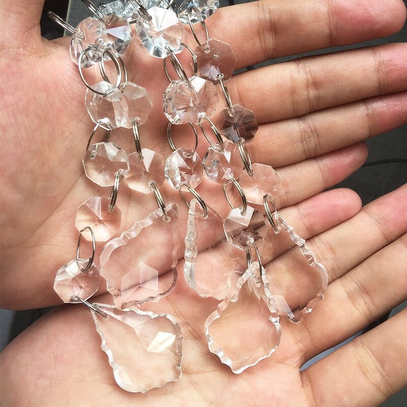 5Pcs Handmade Crystal Chain Chandelier Glass Maple Crystal Lamp Prism Pendant Sun Catcher Bead Curtain Wedding Decor 16CM/6inch