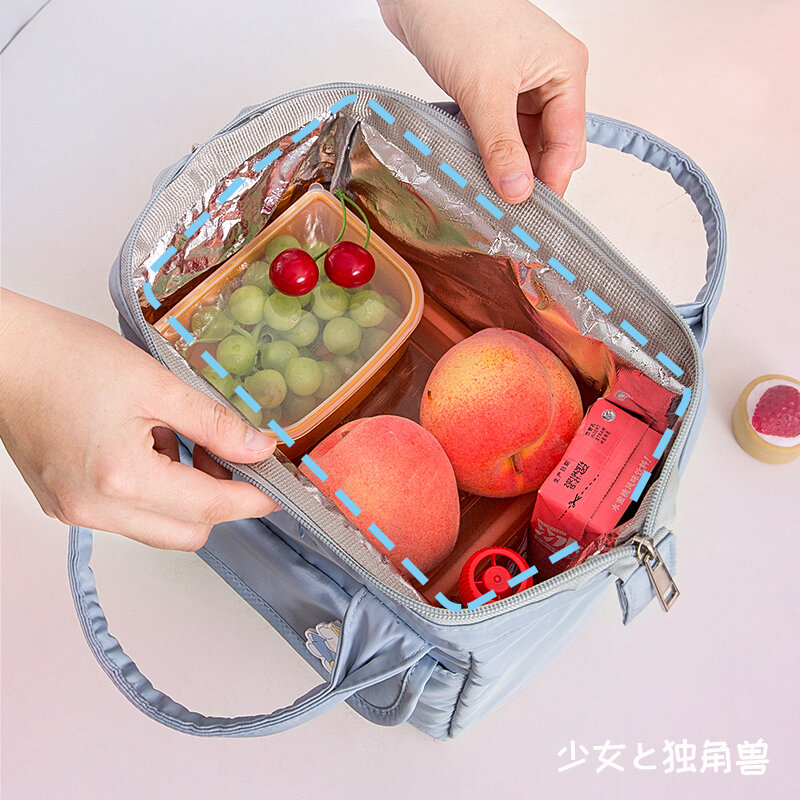 Портативная сумка для ланча для женщин, вместительные водонепроницаемые сумки для хранения еды с знаком, новинка 2022, студенческий термальный Ланч-бокс для пикника
