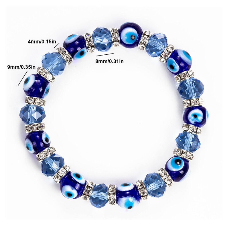 Pulsera de ojos malvados para hombre y mujer, amuleto elástico con cadena de Herradura Azul, 4 tipos, joyería Artificial