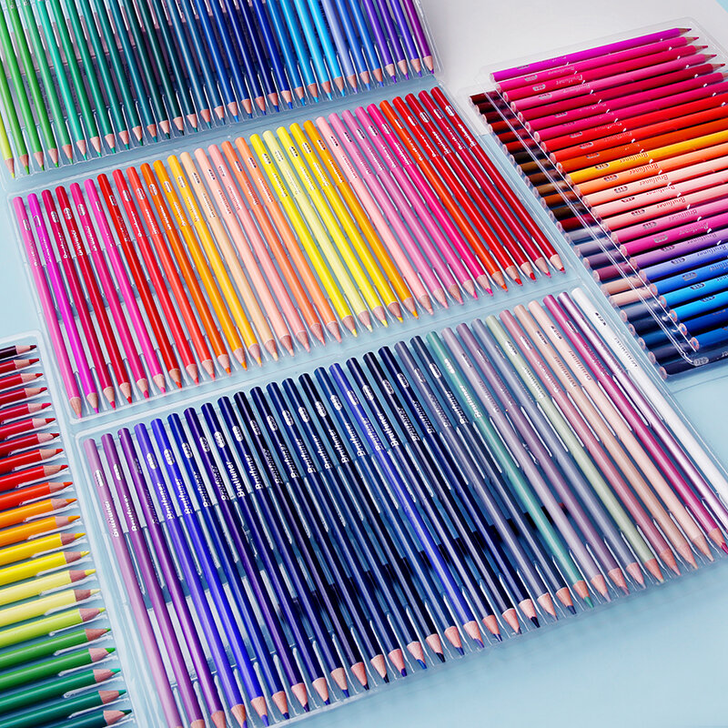 Brutfuner-Lápis Colorido a Óleo, Lápis Aquarela, Kit de Desenho, Material de Arte Escolar, Esboço, 12 Cores, 50 Cores, 72 Cores, 120 Cores, 180 Cores, 260 Cores