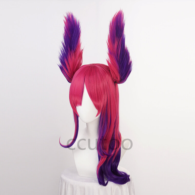LOL Star Guardian The Rebel Xayah parrucca Cosplay donna capelli sintetici gioco parrucca Cos con Chip rimovibile coda di cavallo + cappuccio parrucca