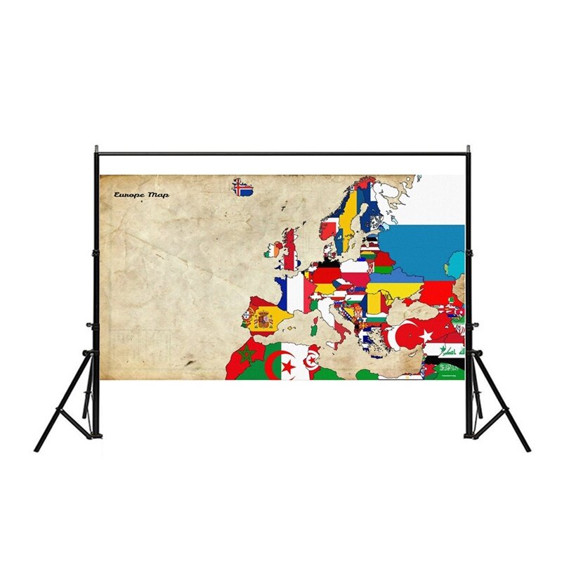 90 * 60 cm Vintage Europe Map of the World Naklejka z włókniny Mapa świata Plakat Wersja pozioma Pokój dzienny Wystrój biura domowego