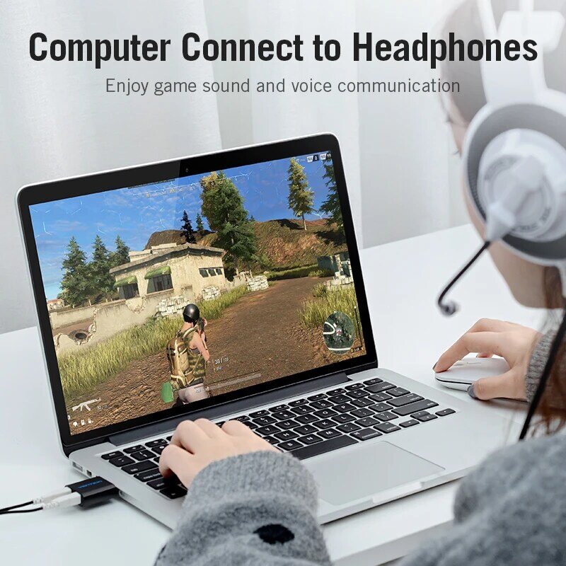 Vention USB Kartu Suara USB Antarmuka Audio Adaptor Headphone Soundcard untuk Mic Speaker Laptop PS4 Komputer Kartu Suara Eksternal