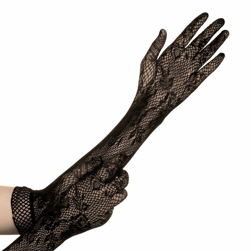 Un par de guantes de malla elástica para novia, manoplas florales, góticas, Punk, Navidad, Halloween, vestido de lujo, guantes de encaje
