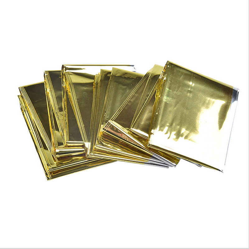 10Pcs Water Proof Gold ฉุกเฉิน Survival Camping Survival กีฬาผ้าห่มกู้ภัย Foil Thermal Space First Aid Sliver กลางแจ้ง