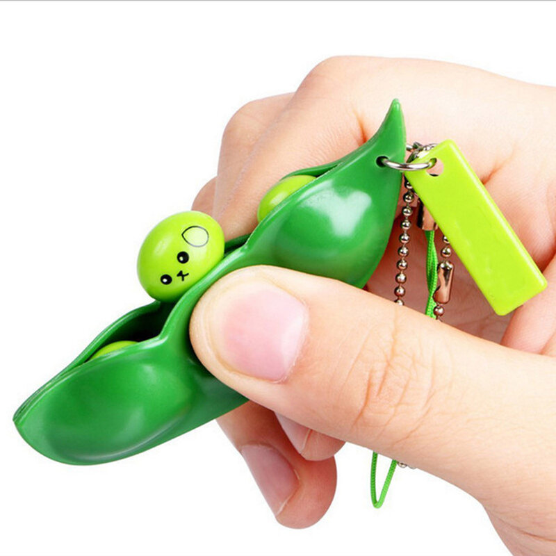 Anti-Stress Fidget Toy com Chaveiro, Squishy, Squishy, Stress Relief, Poppet, Squeeze Toy, Amendoim, Ervilhas, Feijões