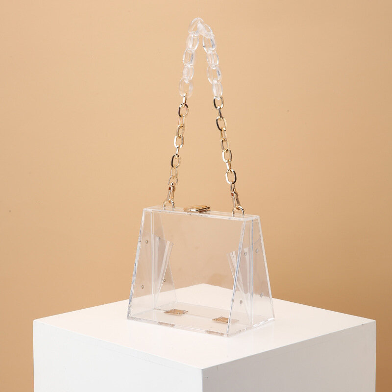 Женская прозрачная сумка-бокс для отдыха, летняя сумка-мессенджер из акрила с откидной крышкой и маргаритками, размер 16x15,5 см, a6109