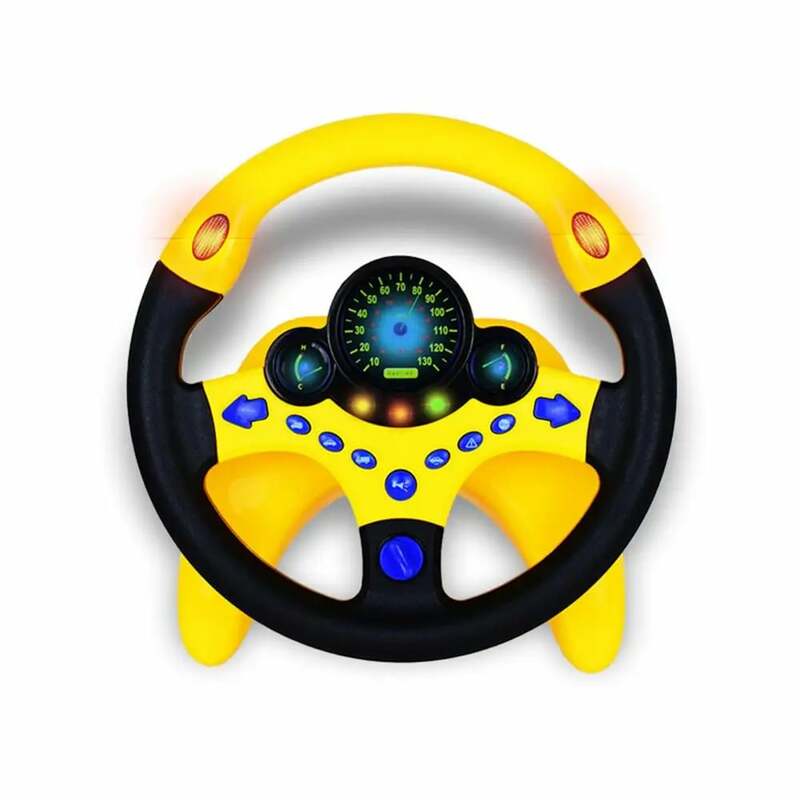 لطيف الأطفال عجلة القيادة لعبة مع ضوء محاكاة القيادة الصوت الموسيقى مضحك التعليمية الطفل السفر الإلكترونية الاطفال اللعب