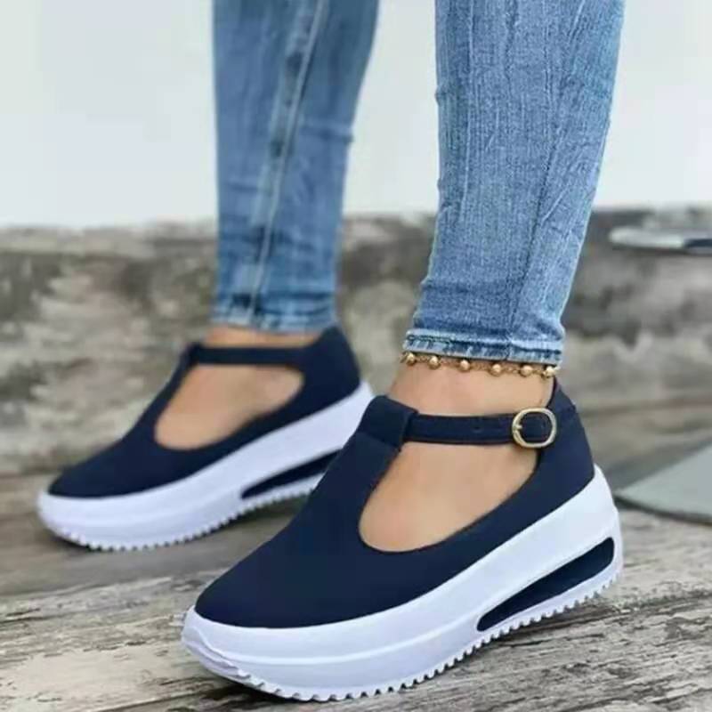 Zapatos informales de talla grande para mujer, zapatillas de plataforma con hebilla, wish Amazon cross-border56yu, primavera 2021
