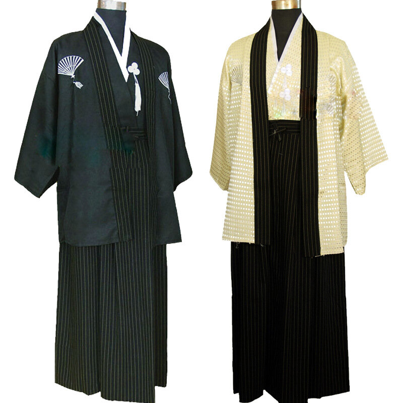 Традиционное японское кимоно юката для мужчин, модное японское кимоно с длинным рукавом, самурайская азиатская одежда