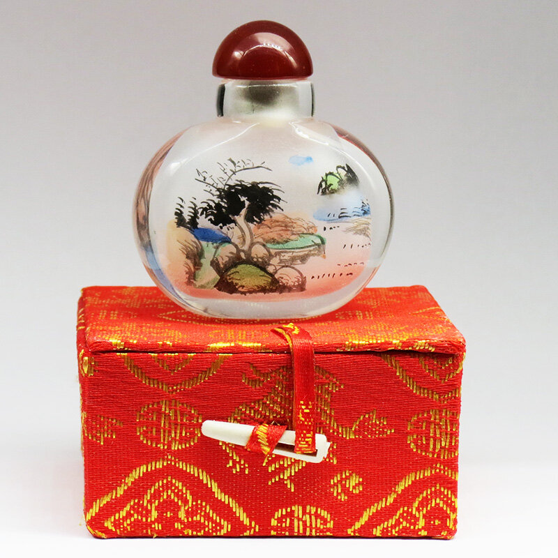 Dentro de garrafa de rapé pintado estilo chinês para enviar amigos opcional rosqueado boca qingming shanghetu snuff garrafa
