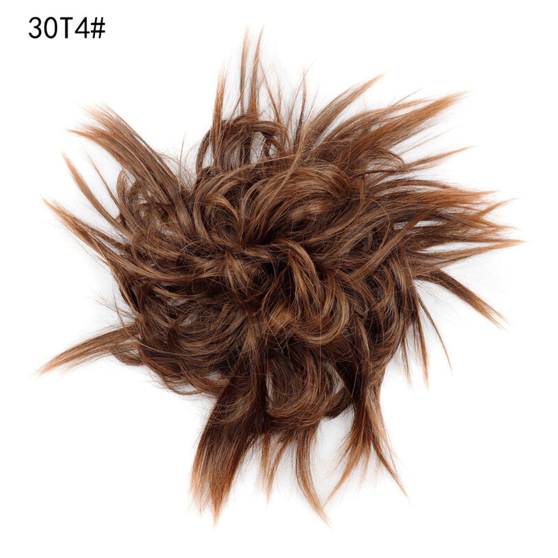 Jeedou syntetyczne kręcone włosy roztrzepany kok Chignon Updos Pad czarno-brązowy kolor damskie treski