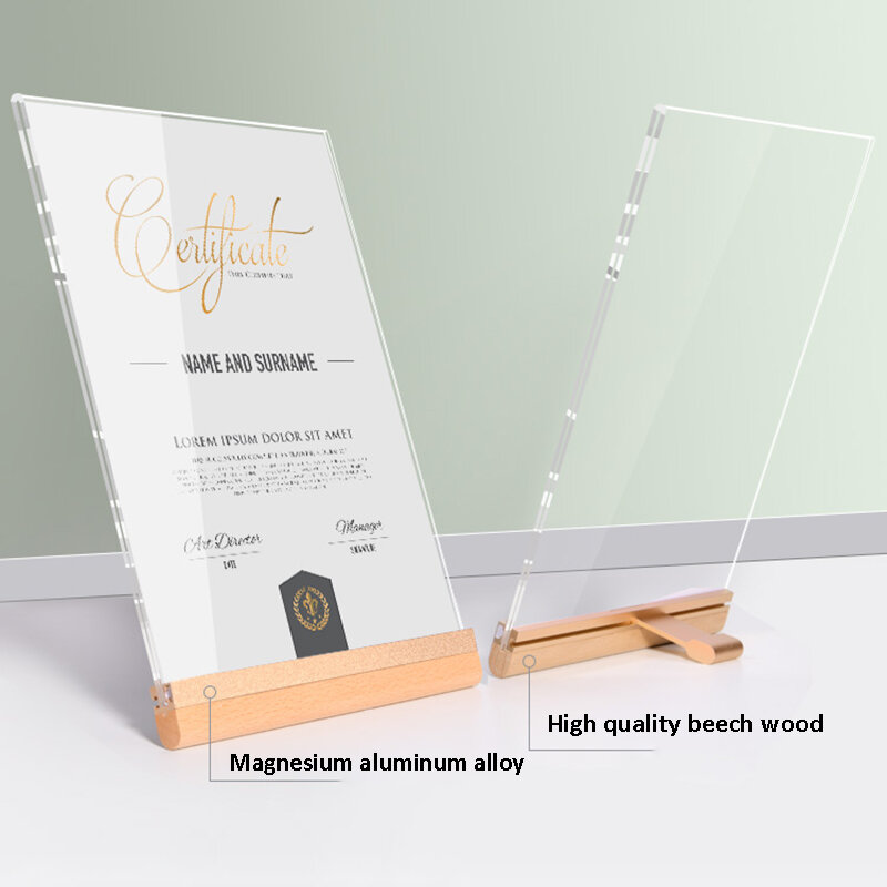 2022 high-end design desktop de madeira a4 display photo frame