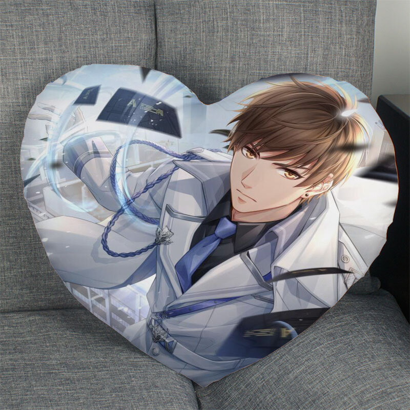 Novo costume mr love: a escolha da rainha anime jogo coração forma travesseiro cobre cama confortável almofada/alta qualidade fronhas