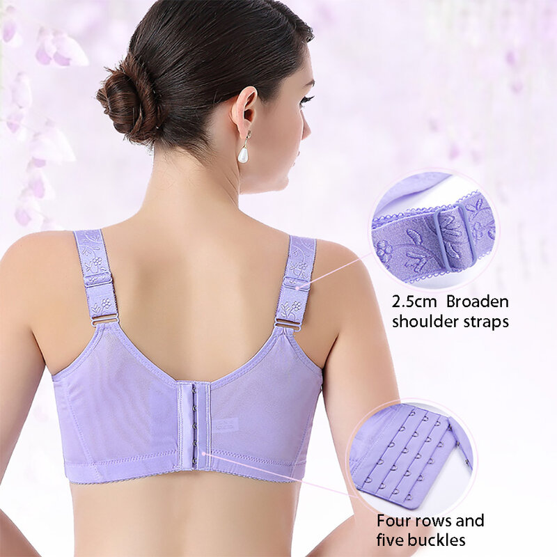 Push Up Wireless Women Bra Ladies Wide Brim Adjustable Daily 3/4 Cup Gather Deep V Breathable Back Closure Lace Breast Lifting