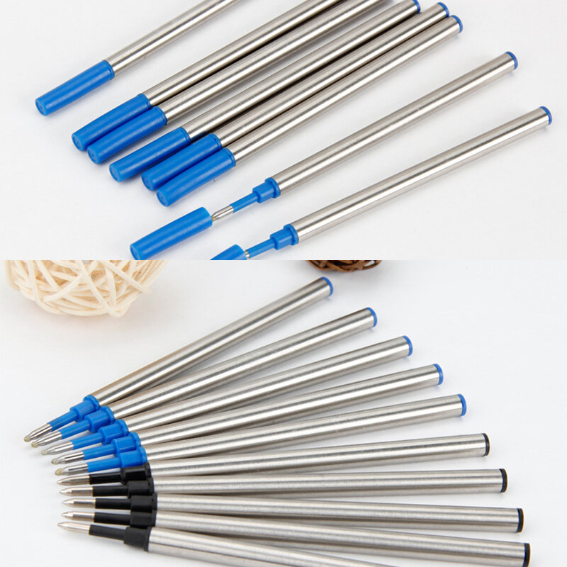 5 шт. металлические стержни синие Черные чернила для роликовых шариковых ручек Замена гелевой ручки