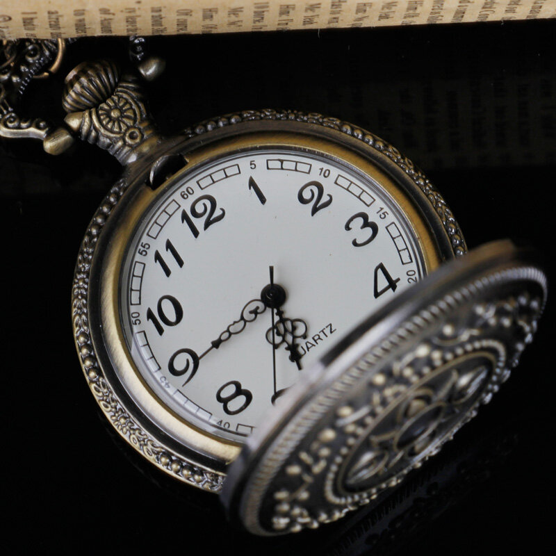 خمر محفورة نمط كوارتز ساعة الجيب قلادة قلادة النساء الرجال الهدايا reloj دي bolsillo