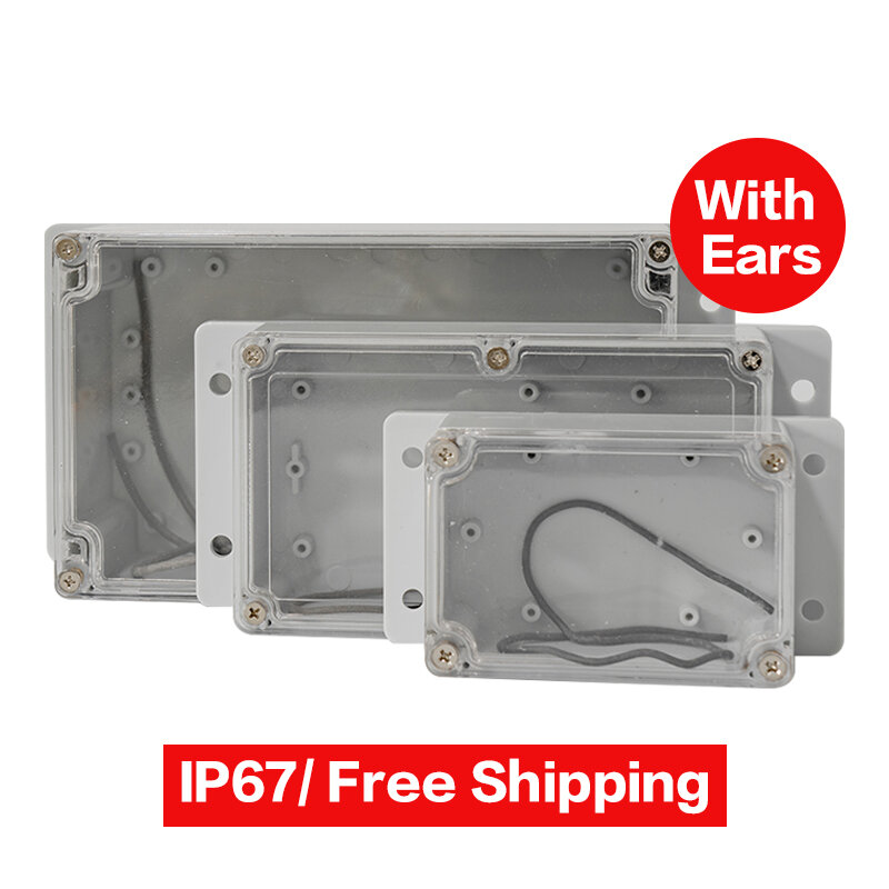 Caja transparente de plástico IP67, carcasa impermeable, instrumento electrónico para exteriores, carcasa de conexiones