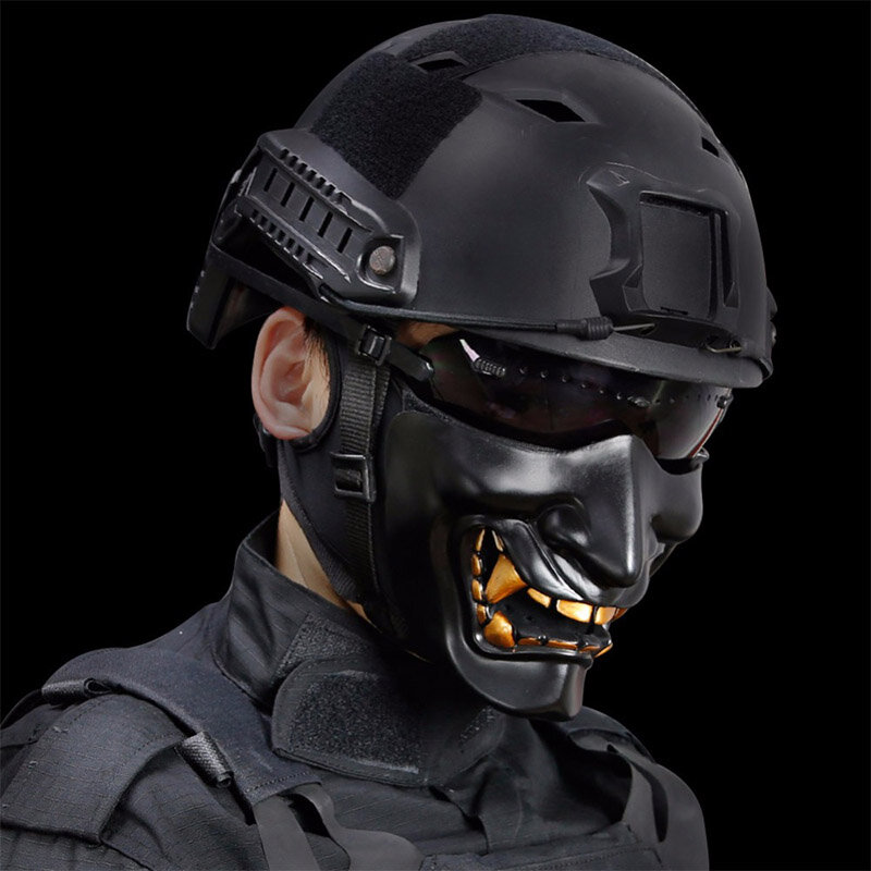 Masker taktis Airsoft tertawa Prajna, Cosplay Prom, properti Film berburu senapan BB Aksesori tembak masker Paintball militer