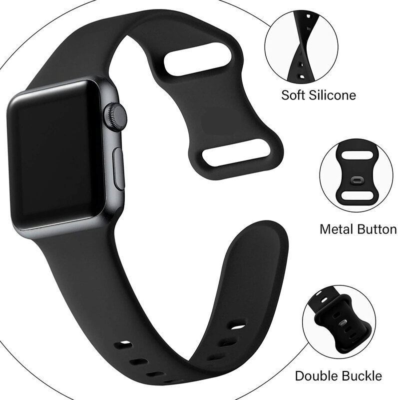 Tali Silikon untuk Apple Watch Band 44Mm 40Mm 38Mm 42Mm Sabuk Gelang Jam Tangan Pintar Gelang Korea IWatch 3 4 5 6 Se 7 45Mm 41Mm