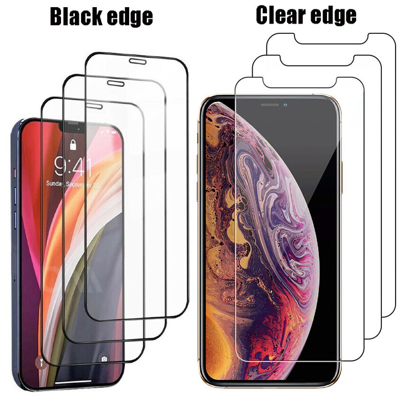 Protetores de tela de vidro temperado premium 9d, para iphone 12 mini 12pro, max, cobertura completa, protetor de vidro frontal para série iphone 12