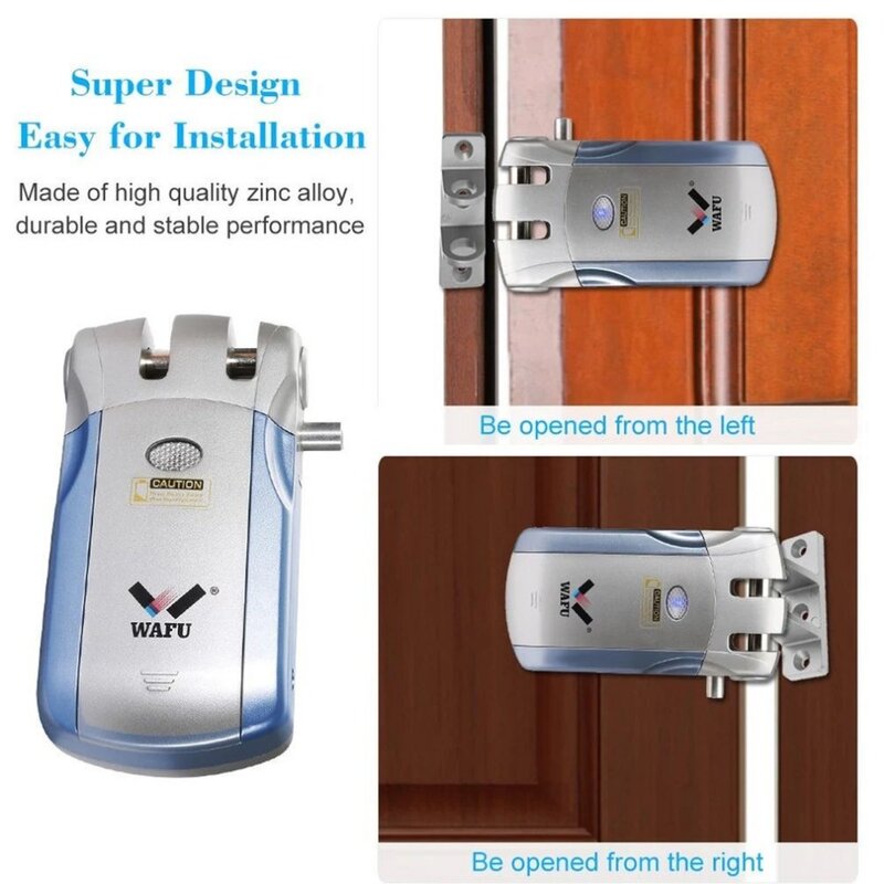 Wafu – serrure de porte électrique sans fil, verrou de sécurité intelligent, sans clé, avec 4 télécommandes, à pêne dormant, installation facile