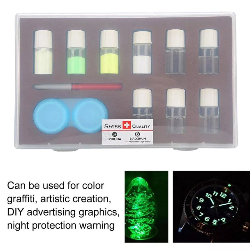 4 farbe Uhr Luminous Leuchtstoff Pulver Kit 5 stücke Mischen Flüssigkeit Nacht Warnung