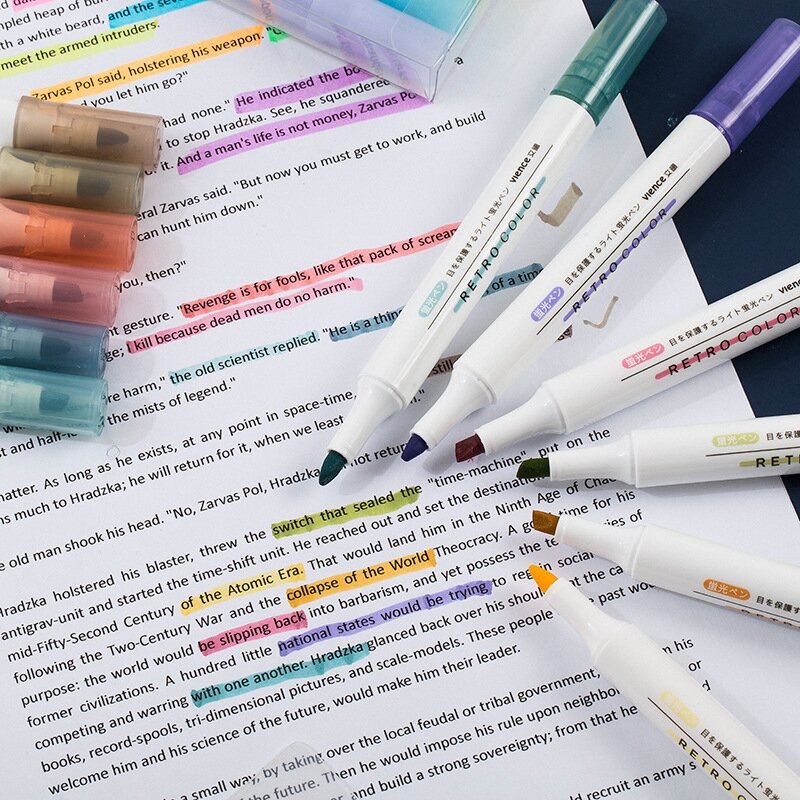 6Pcs/Set Creative Fluorescent Pen Highlighter Pencil Candy Color Drawing Graffiti Marker Art Pens for School Office Supplies