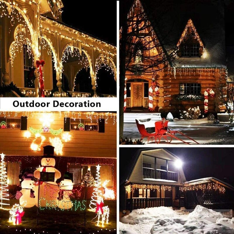 Street Garland On The House Christmas Decorations Ornaments LED Festoon Icicle Curtain Light Droop 0.5/0.6/0.7M EU Plug New Year
