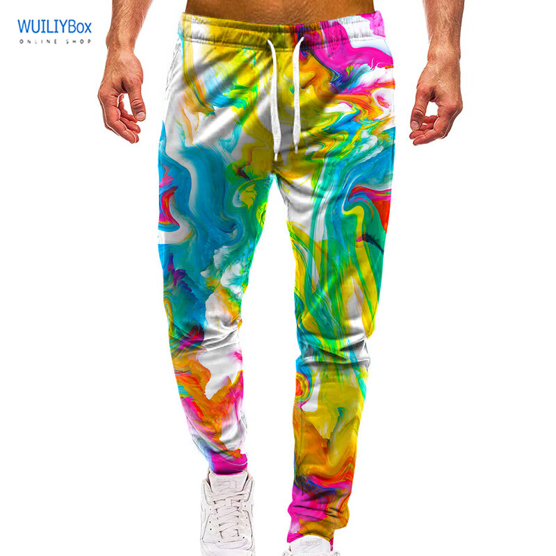 Unisex 3D รูปแบบ Rainbow กีฬา Jogger แฟชั่นพิมพ์กางเกงแบบสบายๆกางเกงผู้ชาย/ผู้หญิง Sweatpants พร้อมกระเป๋าสตางค์