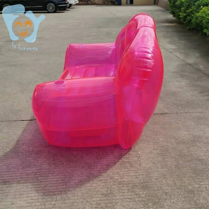 Sofá inflável para duas pessoas, sofá de ar transparente, rosa, cadeira de bolha, festa de praia e água, espreguiçadeira