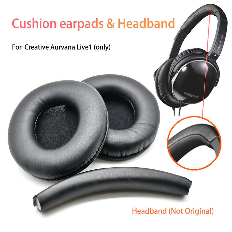 เปลี่ยนแผ่นรองหูฟังหมอนอิงหูฟัง Earmuffs ที่มีแถบคาดศีรษะสำหรับ Creative Aurvana Live1 LIVE 1หูฟัง