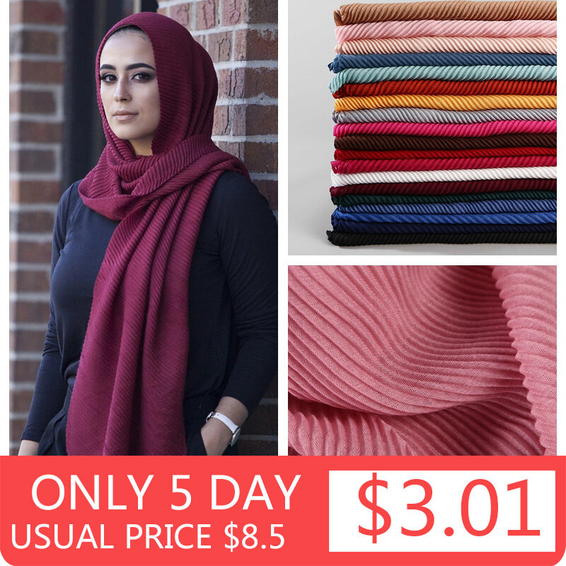 2022 donne sciarpa di cotone tinta unita testa Hijab Wrap Solid Full Cover-up scialli Foulard Femme fascia Crinkle musulmano Hijab Store