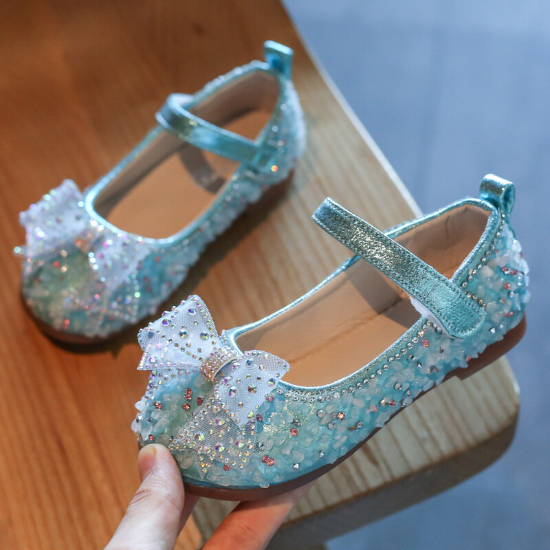 Dziewczynek buty dzieci Rhinestone księżniczka buty na wesele taniec dzieci chaussure fille miękkie dno niebieski różowy biały