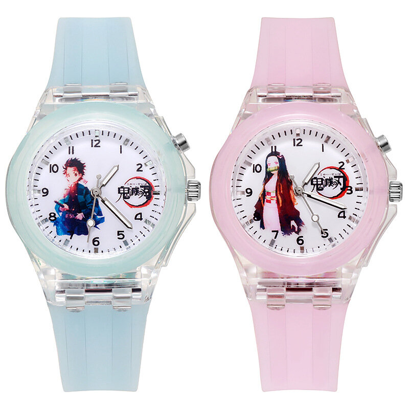 Часы Детские Мультяшные для мальчиков и девочек, светящиеся наручные часы с изображением аниме призрака-рассекателя, подарок на Рождество