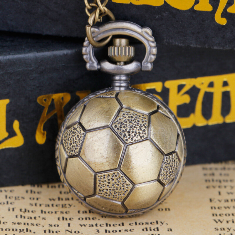Креативные бронзовые кварцевые карманные часы в стиле ретро с футбольным мячом, изысканный подарок