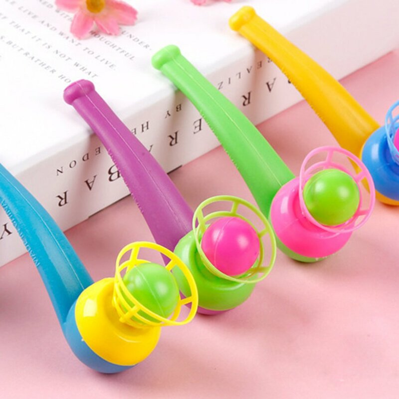 Funny Floating Blow Balls Tube Toy Classic Traditional Plastic Suspension Blowing Ball Recall Children Toy Kids Holiday Gift