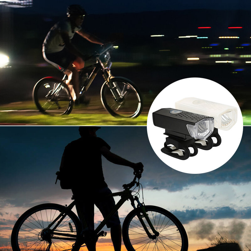 Ensemble de 2 lumières de vélo à LED 300 Lumens rechargeables par USB, 3 Modes, lampe de bicyclette pour vtt, feu avant et arrière, lampe torche