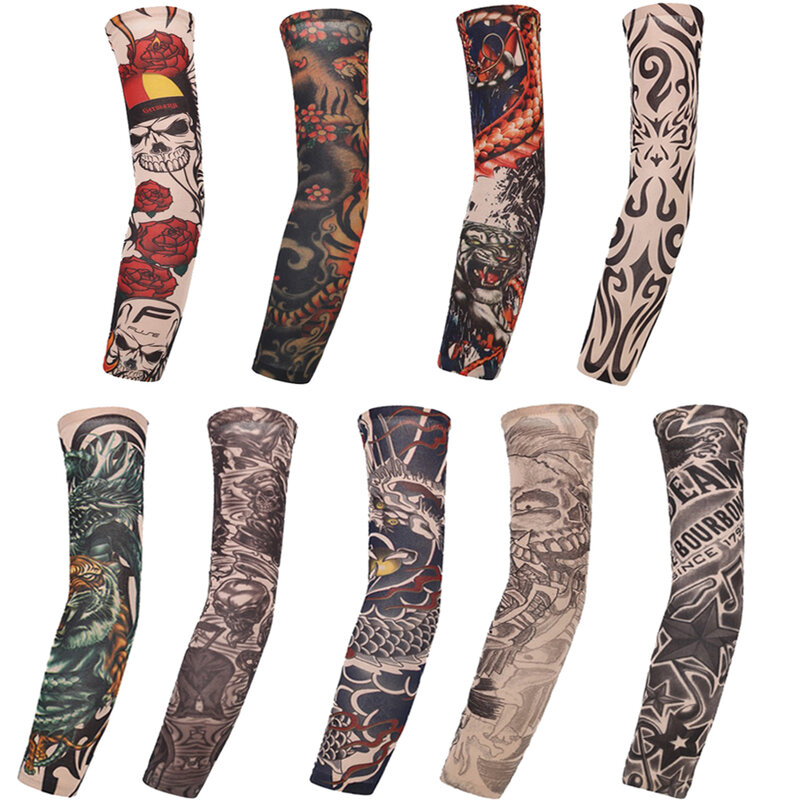 1Pc Warmer New Outdoor Sport Basketball Summer Cooling Sun Protection Arm Cover Flower Arm Sleeves Tattoo Arm Sleeves