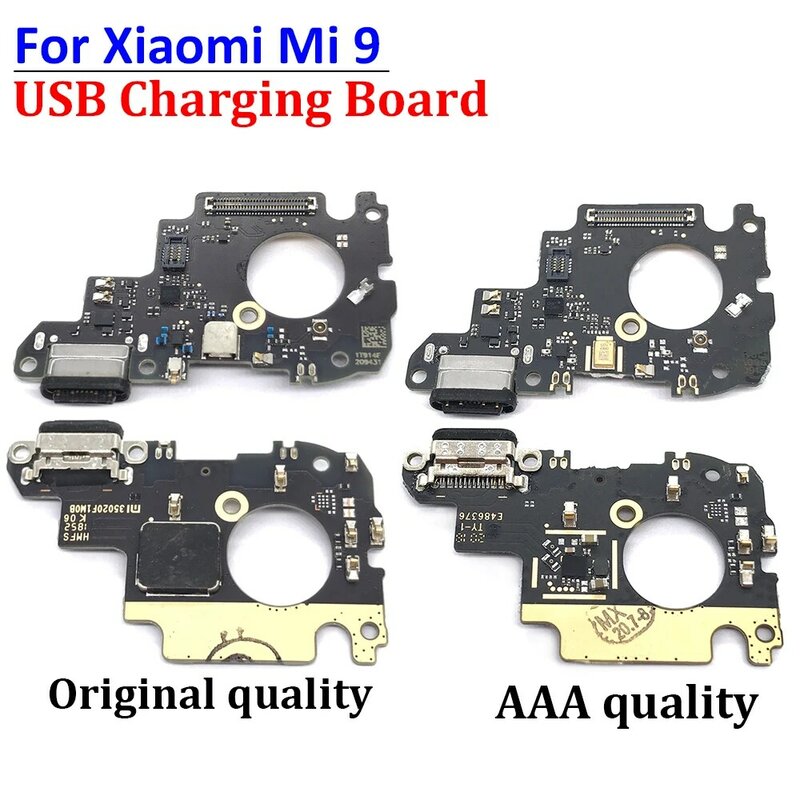 100% Asli untuk Xiaomi Mi 9 Mi9 Dock Konektor USB Charger Pengisian Port Flex Kabel Papan dengan Mikrofon Pengganti