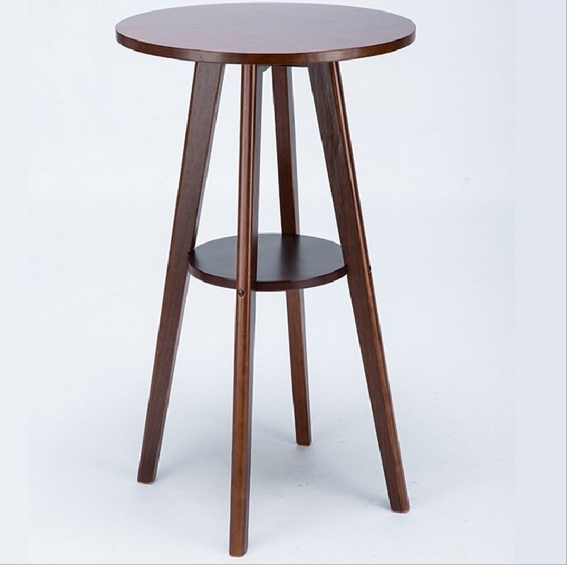 European Style Simple Solid Wood Small Bar Table, Coffee Household Round High Tea Table,