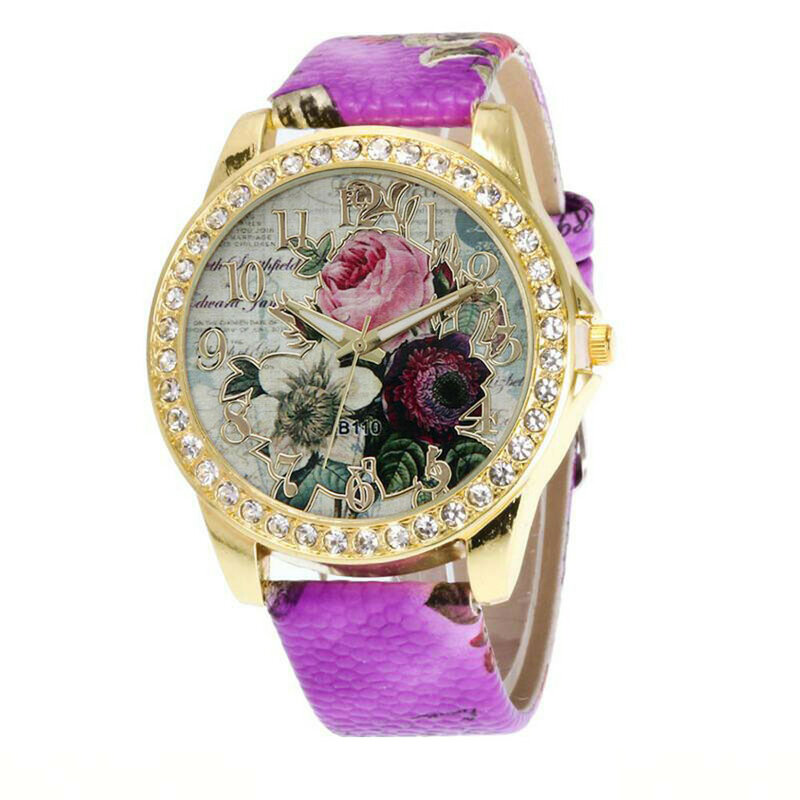 Zegarek Damski zegarki damskie moda różany wzór skórzany pasek analogowy Zegarek kwarcowy Vogue zegarki na rękę Montre Femme seks Kol Saati nowy