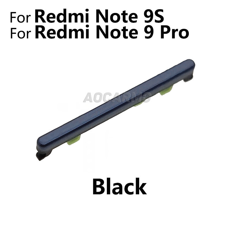 Aocarmo Voor Xiaomi Redmi Note 9 Pro Note9S Power On Off Knop + Volume Up Down Knoppen Side Schakelaar Sleutel vervanging Deel